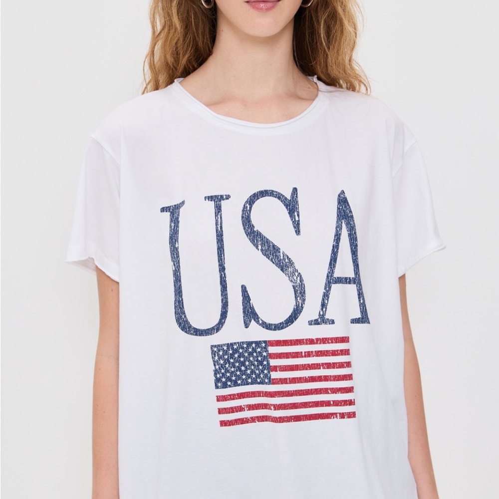 Show Me Your MuMu White USA Graphic Short Sleeve Tee..Oversized Fit